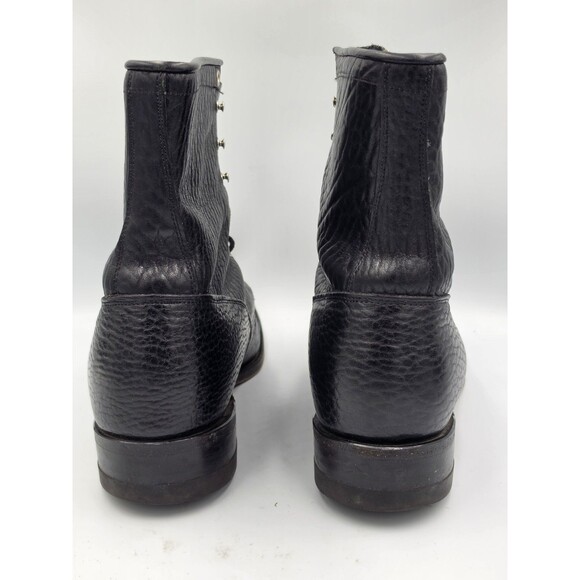 JUSTIN 522 Bullhide Black Pebbled Leather Western L Boots USA 13 D Kiltie main image 5